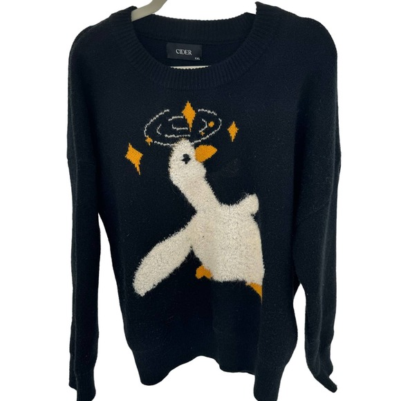 Cider Sweaters - Cider Duck Oversized Sweater Adult 1X Black Pullover Womens